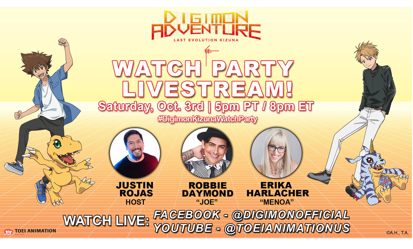 SPECIAL WATCH PARTY LIVESTREAM COMING ON OCTOBER 3RD TO CELEBRATE NORTH AMERICA RELEASE OF DIGIMON ADVENTURE: LAST EVOLUTION KIZUNA